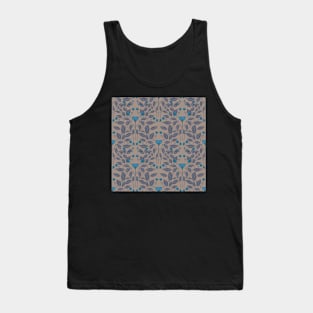 William Morris inspired pattern, floral pattern, autumn flowers in blue Tank Top